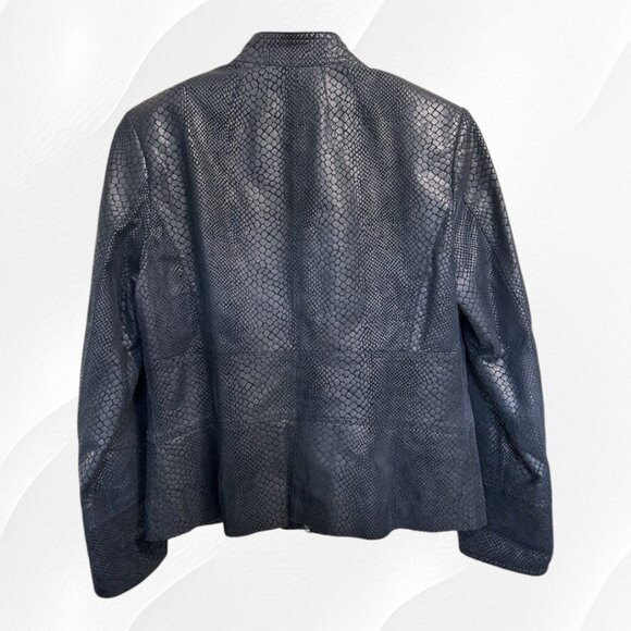 Alfani women's snakeskin pattern leather jacket - Picture 4 of 15